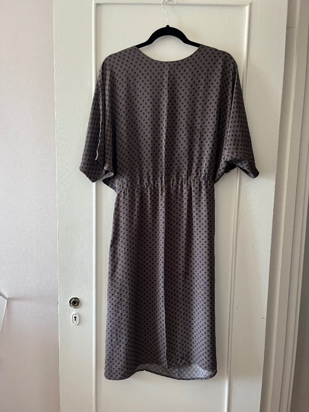 Grey Printed Silk Matta Dress, size small